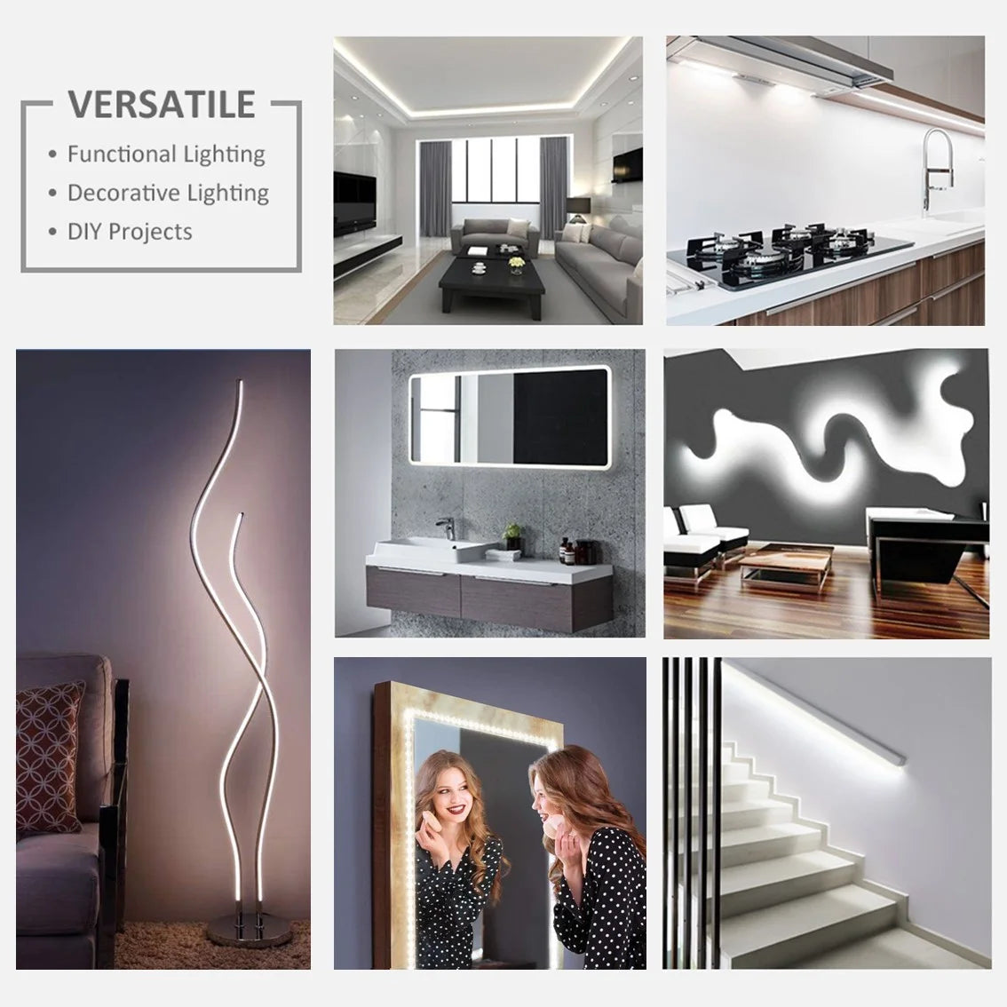under Cabinet Lights, LED Strip Lights with Remote Control, Dimmable for Closet, Shelf, TV Back, under Counter Lights for Kitchen, 26.3Ft,White