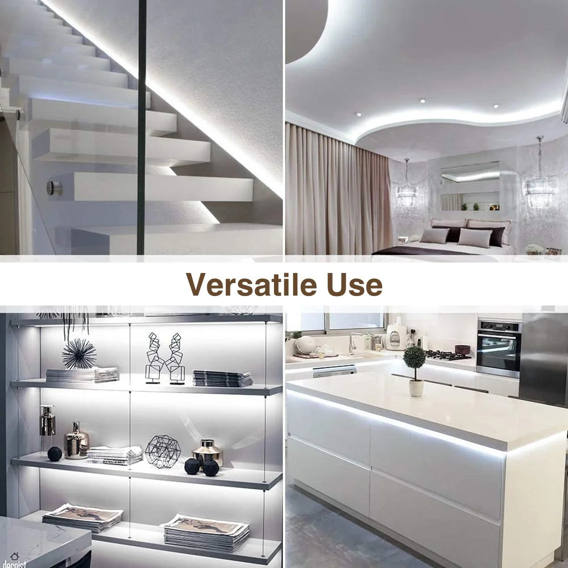 under Cabinet Lights, LED Strip Lights with Remote Control, Dimmable for Closet, Shelf, TV Back, under Counter Lights for Kitchen, 26.3Ft,White