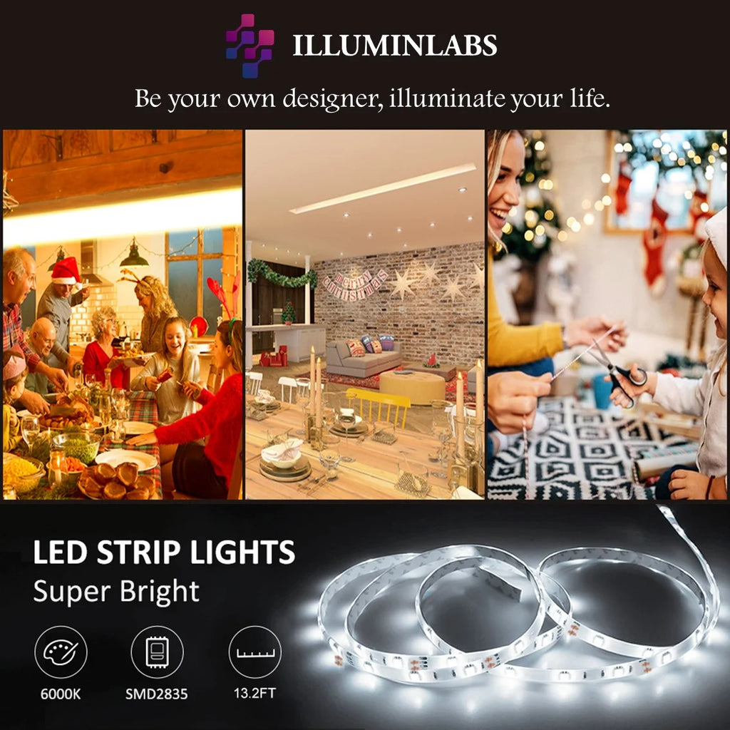 under Cabinet Lights, LED Strip Lights with Remote Control, Dimmable for Closet, Shelf, TV Back, under Counter Lights for Kitchen, 26.3Ft,White